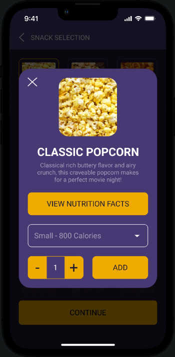 Muvi Feature Snack Details